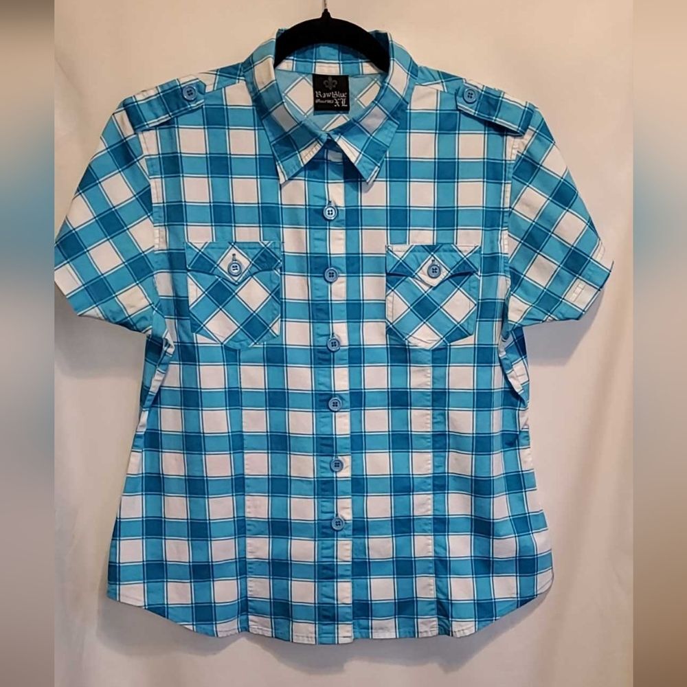 Stylish Blue Plaid Button Down Shirt